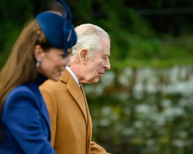 The Princess of Wales and the King leave St Mary Magdalene Church, Sandringham, December 25, 2023