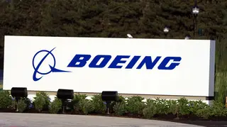 A Boeing sign