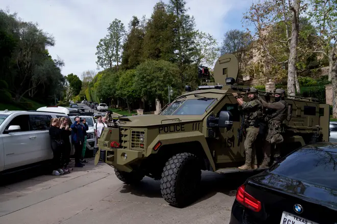 Armoured vehicles were present at the raid