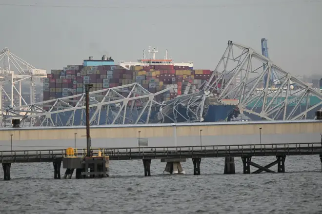 Cargo ship crashes into Baltimore bridge which collapsed