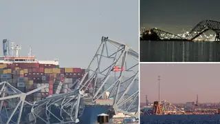 Hunt for survivors after a bridge collapses in Baltimore following a collision with a cargo ship