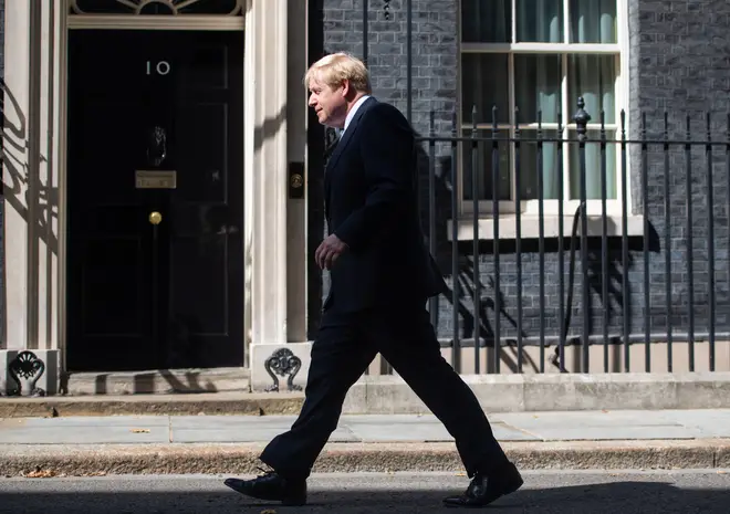 Boris Johnson walked towards Downing Street to deliver his speech