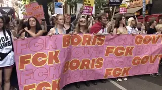 Anti-Boris Johnson protestors march through central London
