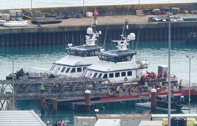 Migrants brought in to Dover, Kent yesterday