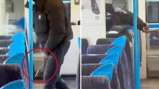 A man is seen with a huge zombie knife on a train towards Beckenham Junction on Wednesday afternoon