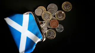Scottish purse and coins