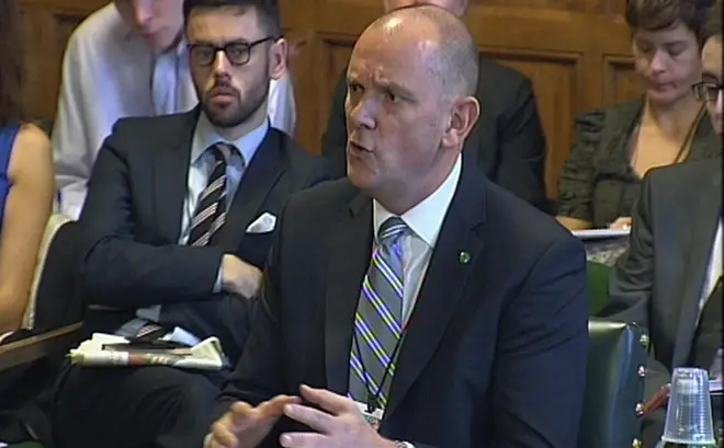 Jim Gamble, former head of the UK's online child protection agency giving evidence to the Home Affair Select Committee in the House of Commons