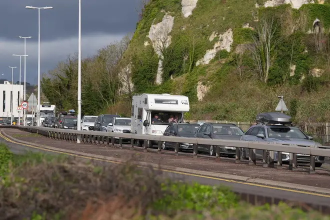 Passengers queue for ferries at the Port of Dover in Kent as the getaway continues for the Easter weekend. Picture date: Friday March 29, 2024.