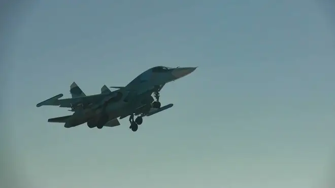 Russia's Su-34 fighter-bombers' preparation for attack
