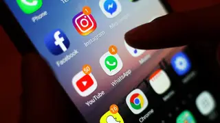 Social media apps on a mobile phone