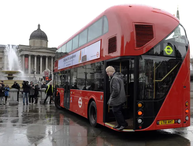Boris Johnson unveils the new Routemaster bus that he introduced to London