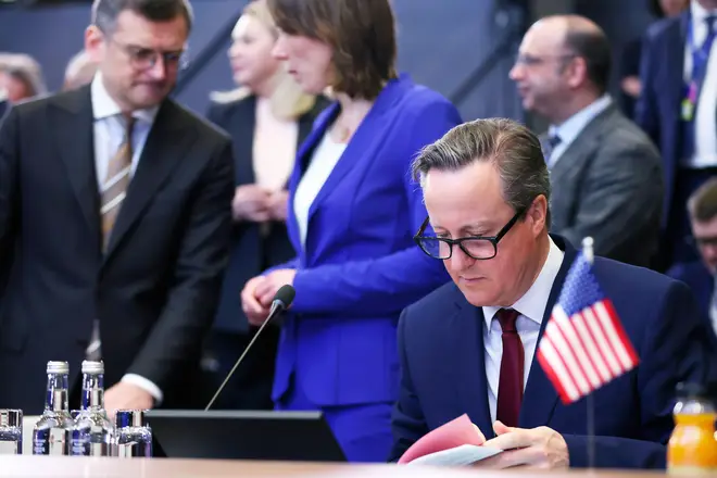 British Foreign Secretary David Cameron attends a meeting of the NATO-Ukraine Council, Thursday