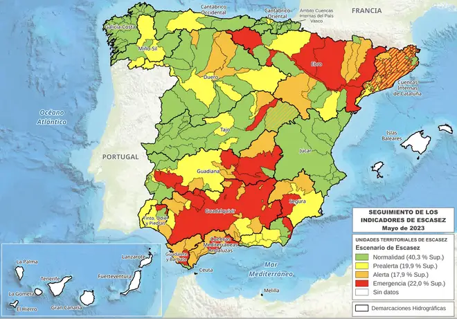 The worst affected areas in Spain