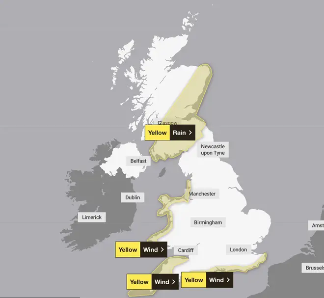 The Met Office have issued four yellow weather warnings. 