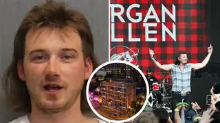 Country music star Morgan Wallen arrested after hurling chair from sixth floor rooftop bar missing police by inches