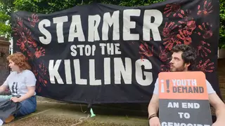 Campaign group Youth Demand stage a protest outside Keir Starmer's house