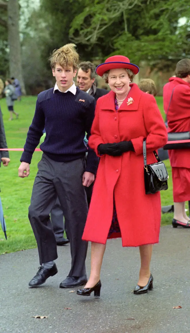 Peter Phillips as a young man with the Queen at his school