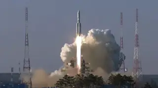 An Angara-A5 rocket lifts off from Vostochny space launch facility