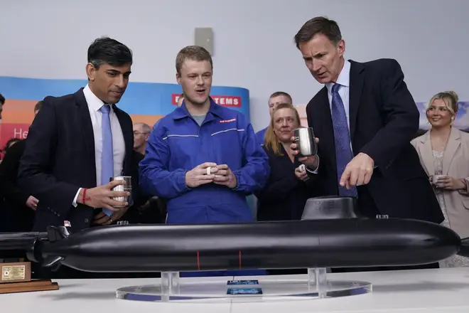 Rishi Sunak and Jeremy Hunt during their visit to Barrow-in-Furness