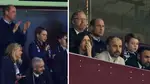 Prince William was seen smiling and applauding in the Villa Park stands in Birmingham with his eldest son.