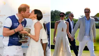 Harry celebrated the charity polo match win with Meghan.