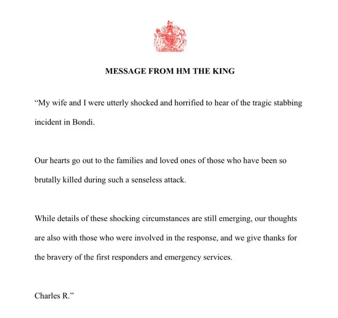 The King released a statement following the incident.