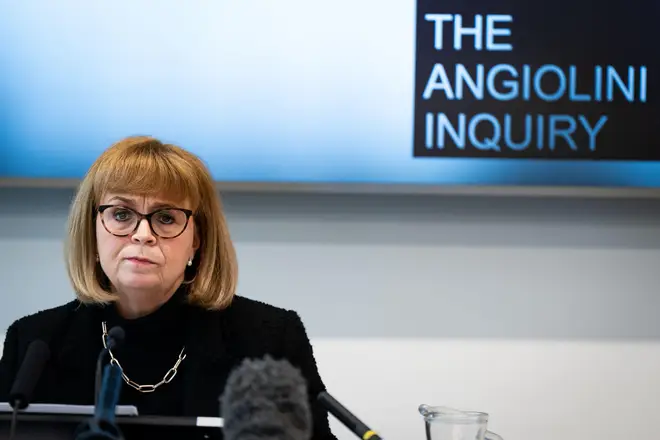 Inquiry chairwoman Lady Elish Angiolini makes a statement after the first report from the Angiolini Inquiry into Sarah Everard killer Wayne Couzens is published, at the Ashworth Centre in London. Picture date: Thursday February 29, 2024.