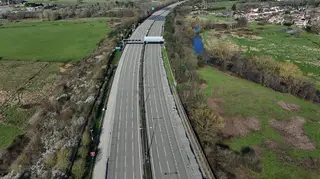 An empty section of the M25 between Junctions 10 and 11, in Surrey when it was closed in March for construction