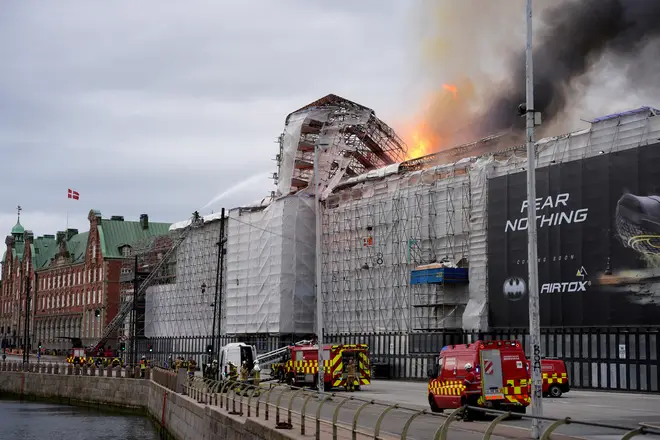 Huge billows of smoke rose over downtown Copenhagen as the fire took hold