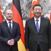 German Chancellor Olaf Scholz and Chinese President Xi Jinping at the Diaoyutai State Guesthouse in Beijing, China