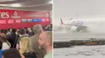 Desperate passengers rushed to Dubai airport to try and flee the floods