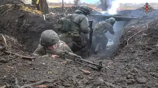 Russian soldiers take part in a military exercise in the Donetsk region of Ukraine