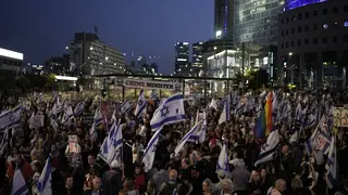 People protest in Tel Aviv against Benjamin Netanyahu's government