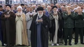 Iran's Supreme Leader Ayatollah Ali Khamenei leads Eid al-Fitr prayers marking the end of Ramadan