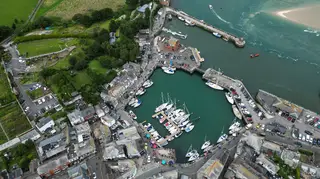 An aerial view of Padstow in Cornwall