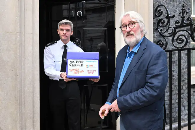 Jeremy Paxman marks World Parkinson's Day earlier this month by handing in the 'Parky Charter' petition to Downing Street, asking for more support for people with the condition. Picture date: Thursday April 11, 2024.