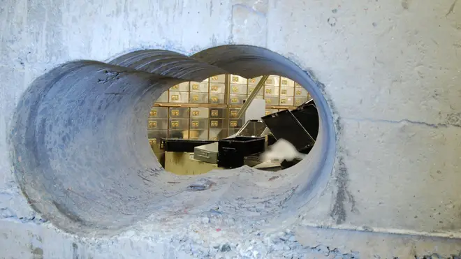 The tunnel leading into the vault at the Hatton Garden Safe Deposit company in London