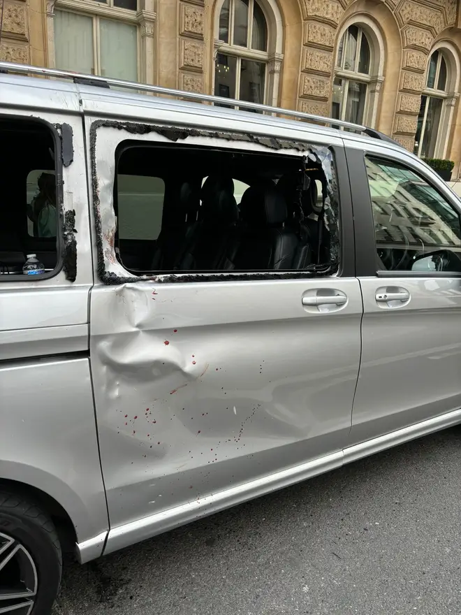 Fayez's smashed van