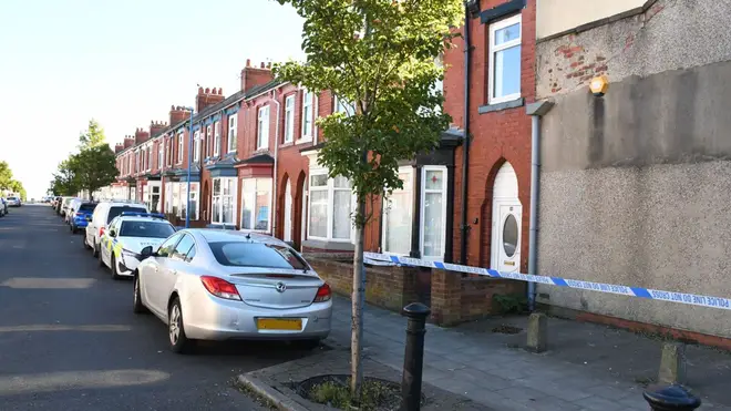 Police at the scene of the attack on Wharton Terrace, Hartlepool