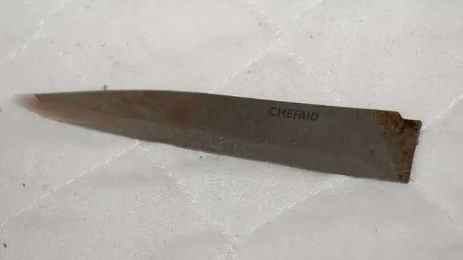 A blade found after the attack