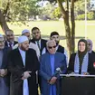 Ramia Abdo Sultan, lawyer and communications relations advisor of the Australian National Imams Council with Imams speaks during a press conference in Sydney g