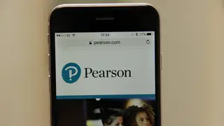 The Pearson website seen on a phone screen