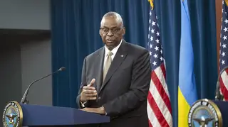 US defence secretary Lloyd Austin speaks during a press briefing at the Pentagon in Washington