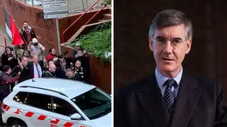 Jacob Rees-Mogg was hounded by protesters