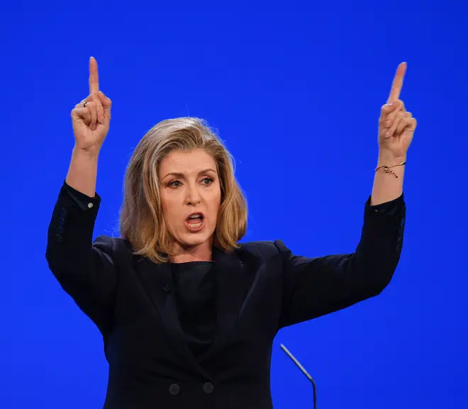 Leader of the House of Commons Penny Mordaunt MP gives her keynote speech during the Conservative party Conference in Manchester on 4th October 2023