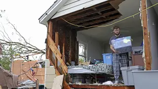Storm damaged home