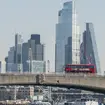 Waterloo Bridge and the City of London in fine spring weather