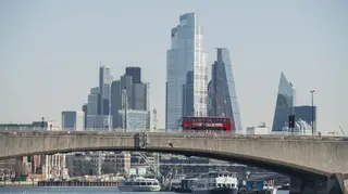 Waterloo Bridge and the City of London in fine spring weather