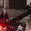 New York City police enter an upper floor of Columbia University's Hamilton Hall