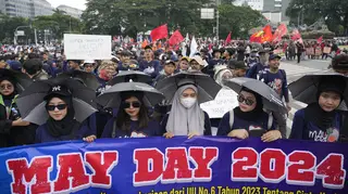 A May Day rally in Jakarta, Indonesia